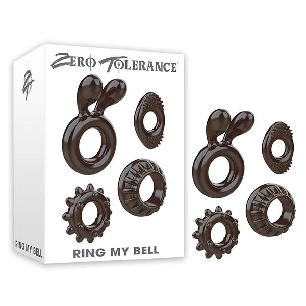Zero Tolerance Ring My Bell Black Cock Rings Set of 4 Zero Tolerance Anal