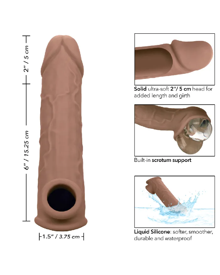 CalExotics Male Sex Toys Performance Maxx LifeLike 8 Inch Extension with Ball Strap Chocolate