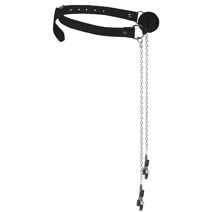 Couples Shots Toys Black White Breathable Ball Gag With Nipple Clamps pink cherry Couples Shots Toys Black White Breathable Ball Gag With Nipple Clamps pink cherry