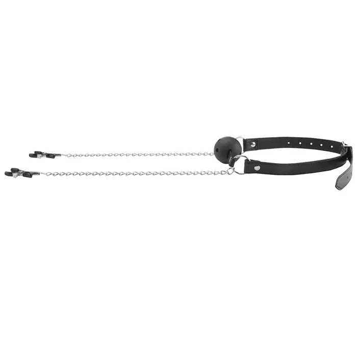 Couples Shots Toys Black White Breathable Ball Gag With Nipple Clamps pink cherry Couples Shots Toys Black White Breathable Ball Gag With Nipple Clamps pink cherry