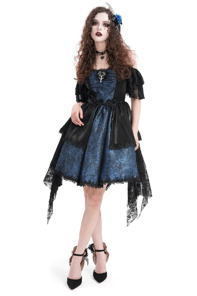 Lace and Satin Gothic OffShoulder Dress with Cross Accents EVEs SECRETS Male Sex Toys Lace and Satin Gothic OffShoulder Dress with Cross Accents EVEs SECRETS Male Sex Toys