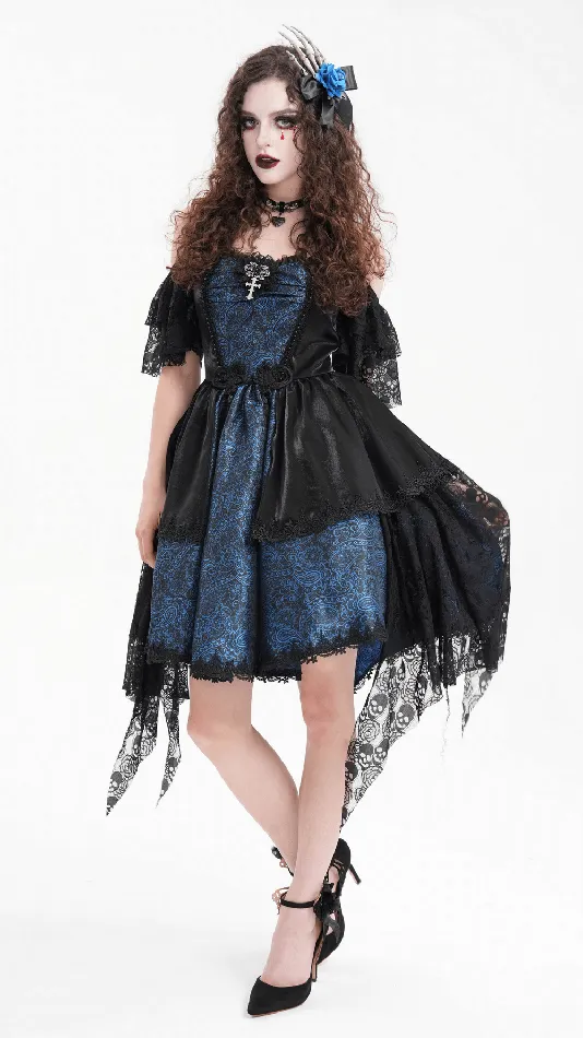 Lace and Satin Gothic OffShoulder Dress with Cross Accents EVEs SECRETS Male Sex Toys