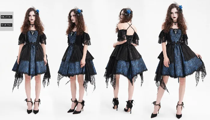 Lace and Satin Gothic OffShoulder Dress with Cross Accents EVEs SECRETS Male Sex Toys