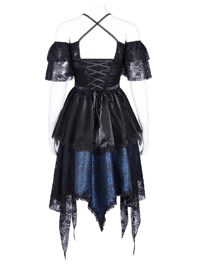 Lace and Satin Gothic OffShoulder Dress with Cross Accents EVEs SECRETS Male Sex Toys