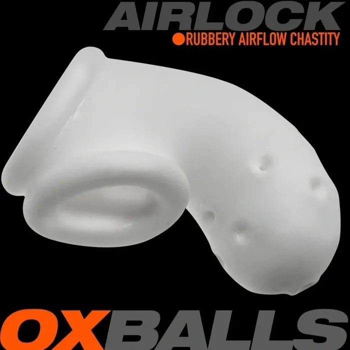 Oxballs Male Sex Toys Oxballs AIRLOCK BLUBBERY LUSH AND SLICK VENTILATED DICKLOCKER Silicone Chastity Cage Clear Ice
