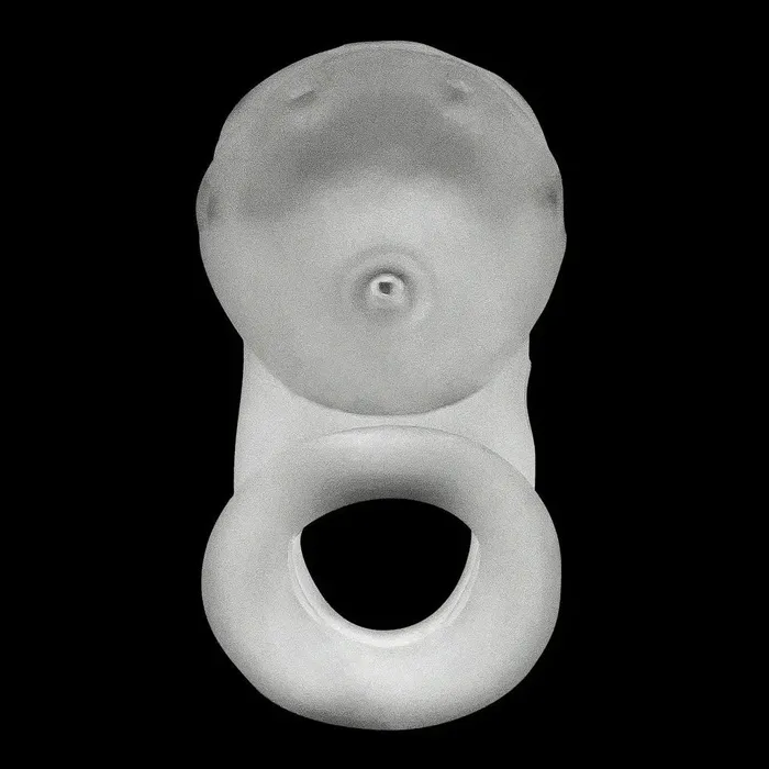 Oxballs Male Sex Toys Oxballs AIRLOCK BLUBBERY LUSH AND SLICK VENTILATED DICKLOCKER Silicone Chastity Cage Clear Ice