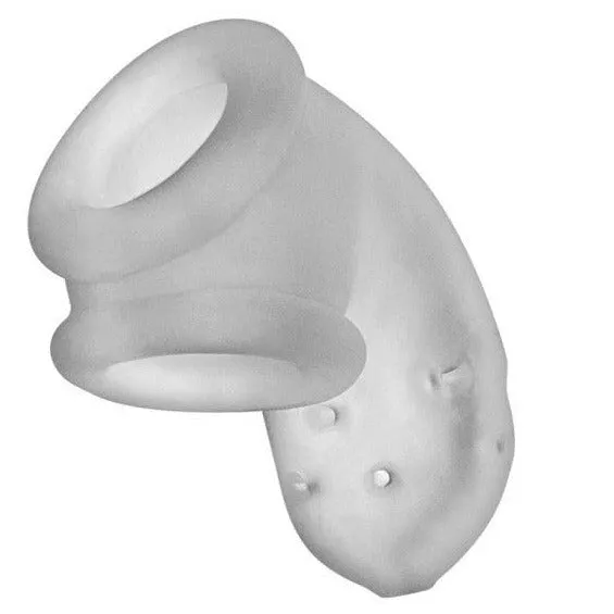 Oxballs Male Sex Toys Oxballs AIRLOCK BLUBBERY LUSH AND SLICK VENTILATED DICKLOCKER Silicone Chastity Cage Clear Ice