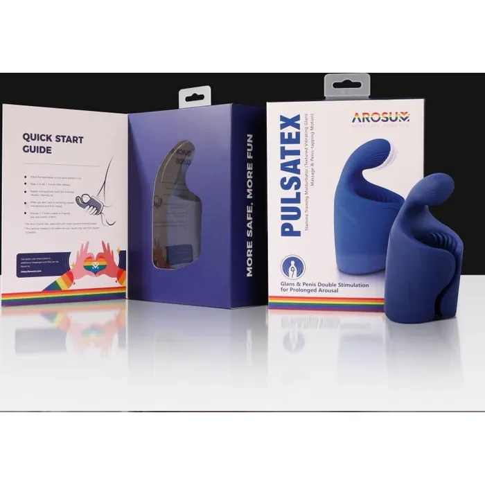 Vibrators PulsateX Rechargeable Male Shaft and Glans Stimulator Blue Arosum