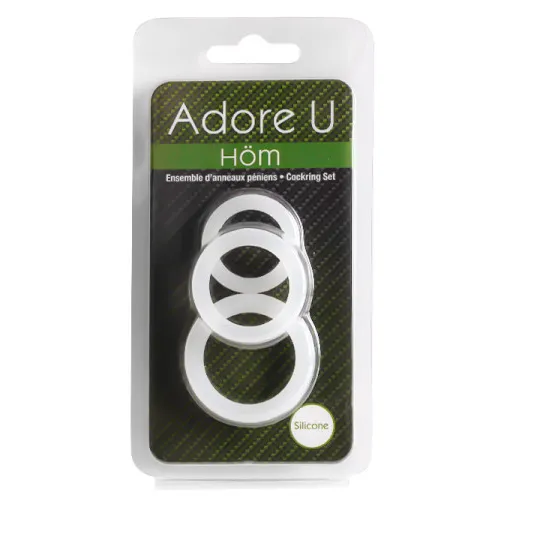 Adore U 3 White Ring Set Traveling Tickle Trunk Male Sex Toys