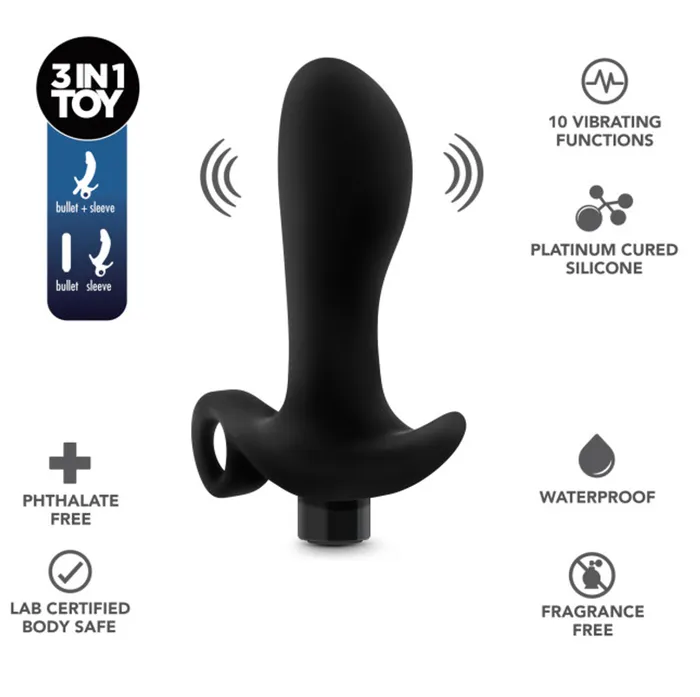 Silicone Vibrating Prostate Massager 01 Black Blush Anal