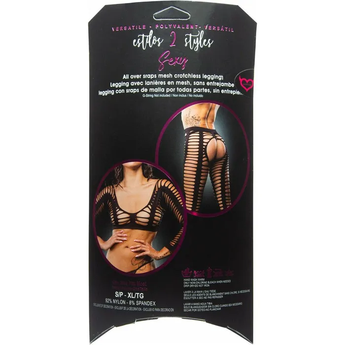 Anal Beverly Hills Naughty Girl All Over Straps Mesh Crotchless Leggings Black One Size Beverly Hills