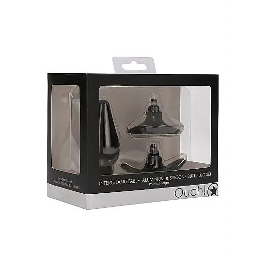 Anal SHOTS AMERICA Interchangeable Butt Plug Set Pointed Black Anal SHOTS AMERICA Interchangeable Butt Plug Set Pointed Black