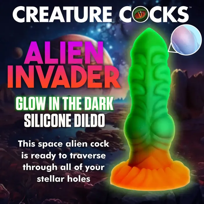 Dildos Creature Cocks Alien Invader Glowinthedark Silicone Dildo Creature Cocks