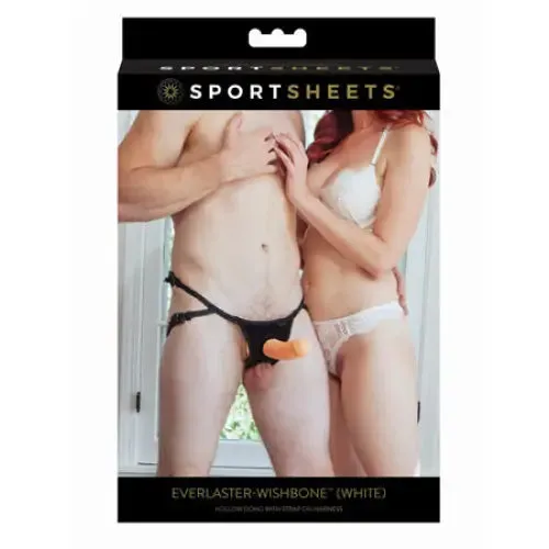 Female Sex Toys Sportsheets Everlaster Wishbone 65 in Hollow Dildo with Adjustable StrapOn Harness Sportsheets