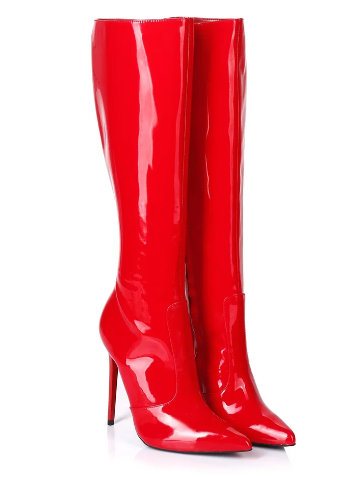 HonourSkintwocom Vibrators Zira Shiny Red Knee High Boots
