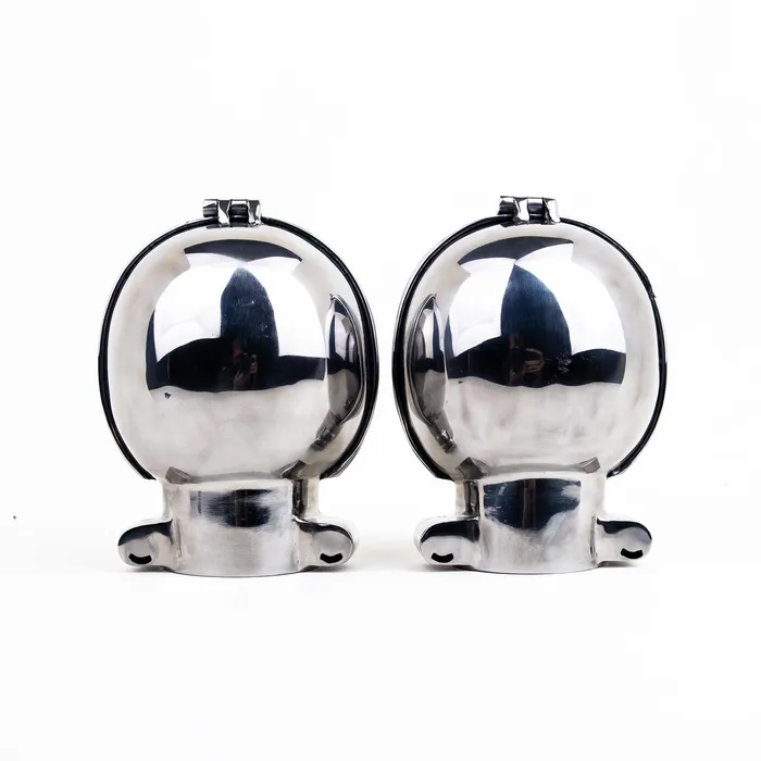 Male Sex Toys Fetters Stainless Steel Ball Mitts Snap Shut Locks Grab Handle