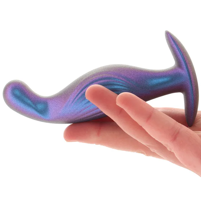 Ouch Smooth Silicone PSpot Butt Plug in Metallic Blue Ouch Anal