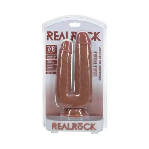 Shots America LLC Female Sex Toys RealRock Double Trouble 7 in 8 in Dildo Tan Shots America LLC Female Sex Toys RealRock Double Trouble 7 in 8 in Dildo Tan