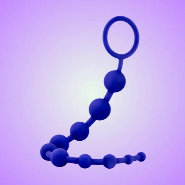 Blush Novelties Male Sex Toys Luxe Silicone Anal Beads with 10 Beads Indigo