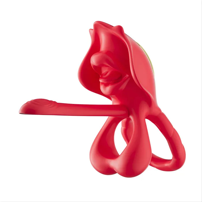 Male Sex Toys Amovibe Cock Ring with Vibrations and Realistic Kissing Mouth