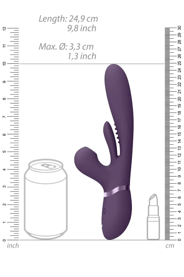 Shots Toys Vibrators Shots Toys VIVE Kura Thrusting Vibrator with Flapping Tongue Air Wave Stimulator Purple