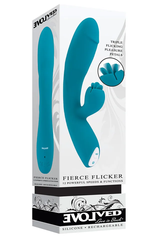 Vibrators Evolved Evolved Fierce Flicker Dual Vibrator Teal