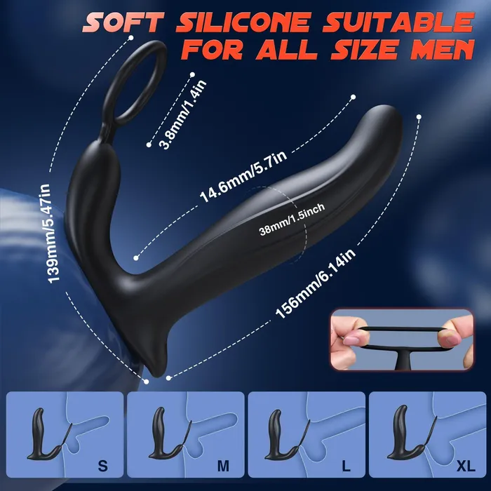 10 Wiggling Thrusting Modes Anal Plug Prostate Massager with Cock Ring propinkup Male Sex Toys