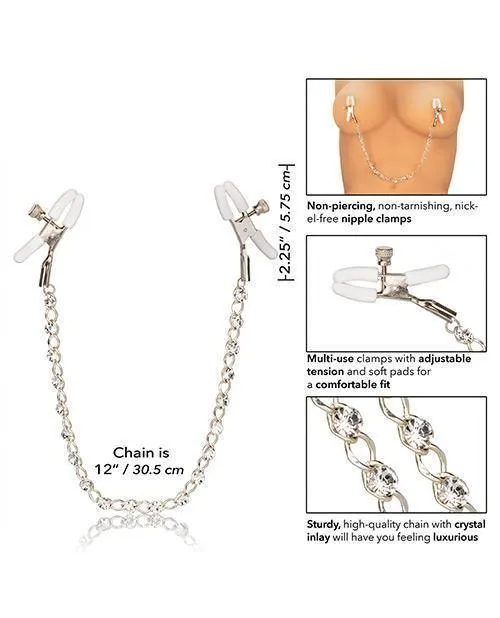 Anal California Exotic Novelties Nipple Play Crystal Nipple Clamps Clear