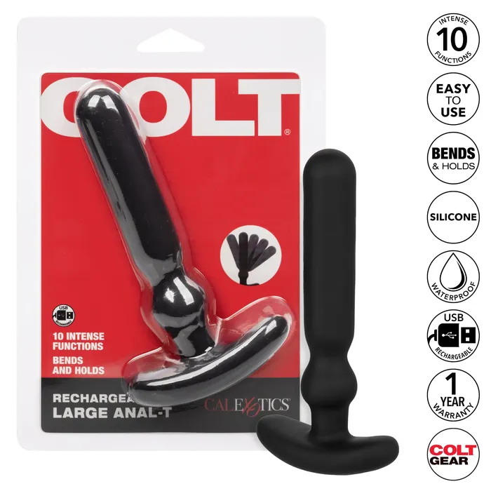 Anal Colt Colt Rechargeable Large Anal T Vibrating Anal Plug Black