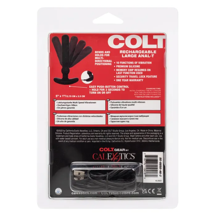 Anal Colt Colt Rechargeable Large Anal T Vibrating Anal Plug Black
