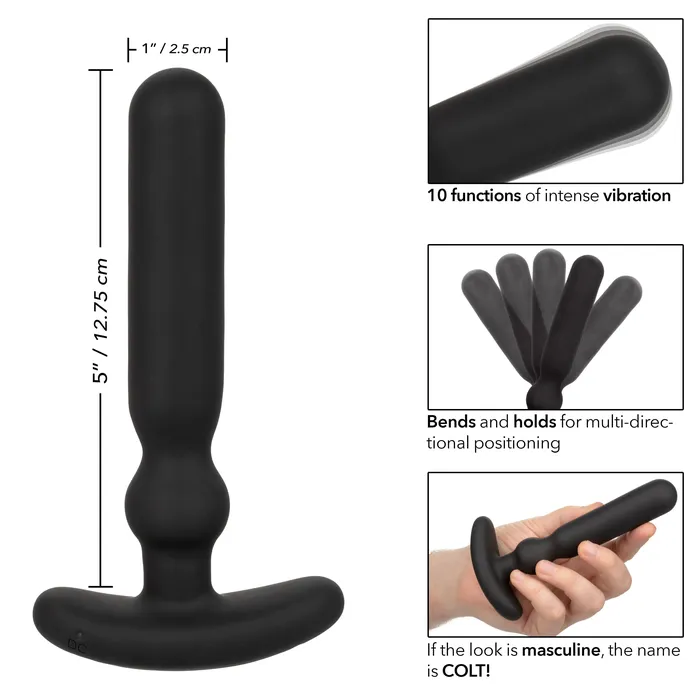 Anal Colt Colt Rechargeable Large Anal T Vibrating Anal Plug Black