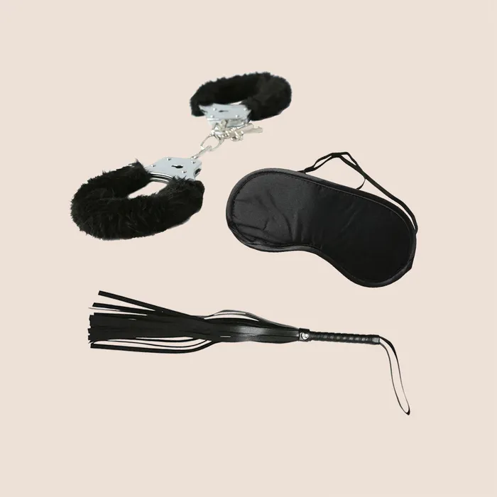 Couples Sportsheets International Inc Sex Mischief Intro To SM Kit satin mask furry cuffs flogger