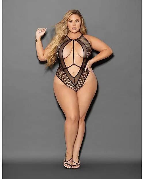 Escante INC Euphoria Large Fishnet Mesh Teddy Black QN Anal
