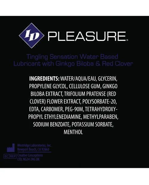 Id Pleasure Waterbased Tingling Lubricant 1 Oz Pocket Bottle Westridge Laboratories Lubricants