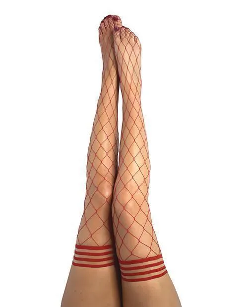 Kixies INC Vibrators Kixies Claudia Large Net Fishnet Thigh Highs Red
