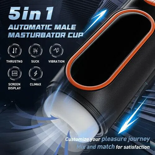 propinkup Male Sex Toys Xian LCD Sucking Thrusting Vibrating Male Masturbator