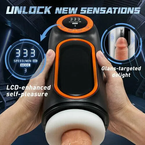 propinkup Male Sex Toys Xian LCD Sucking Thrusting Vibrating Male Masturbator