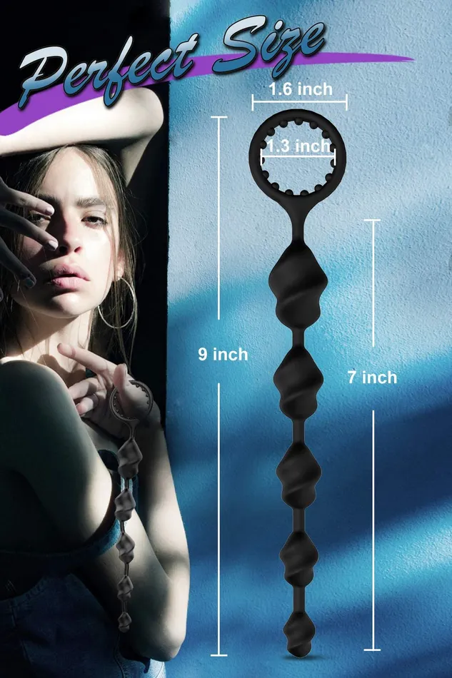 YOSPOSS Male Sex Toys 9 Inch Stretchy Thread Anal Beads with Cock Ring Enhanced Stimulation