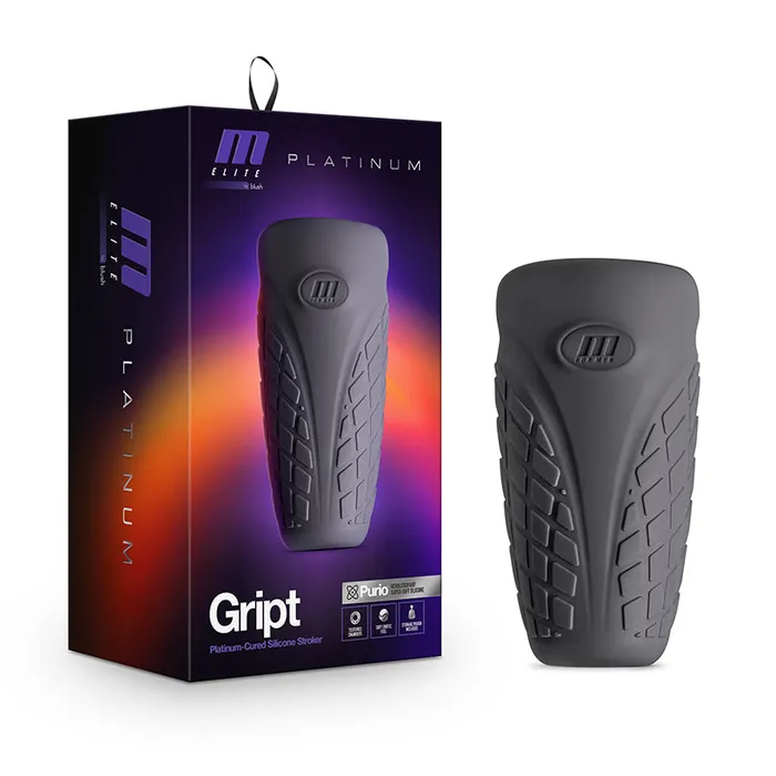 Anal Blush M Elite Platinum Gript Silicone Stroker Black Blush