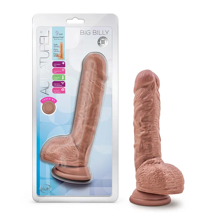 Blush Dildos Blush Au Naturel Big Billy 9 in Posable Dual Density Dildo with Balls Suction Cup Tan Blush Dildos Blush Au Naturel Big Billy 9 in Posable Dual Density Dildo with Balls Suction Cup Tan