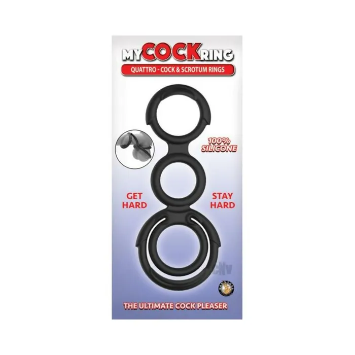 Dildos Nasstoys My Cockring Quattro Cock Scrotum Rings Black