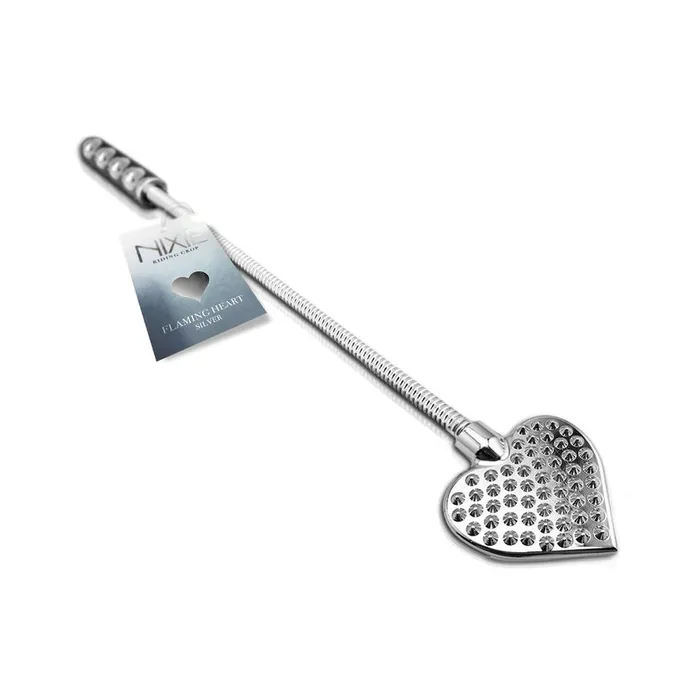 Global Novelties LLC Female Sex Toys Nixie Metal Riding Crop Flaming Heart