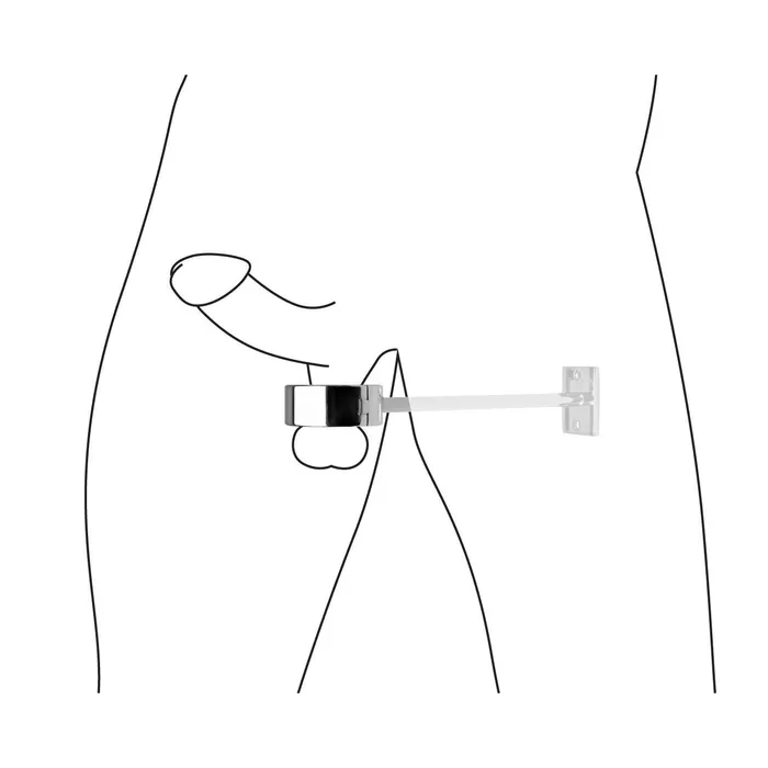Locking Mounted CBT Scrotum Cuff with Bar Master Series Male Sex Toys