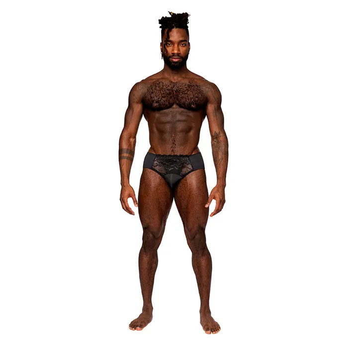 Male Power Anal Male Power Sassy Lace Bikini Solid Pouch Black M