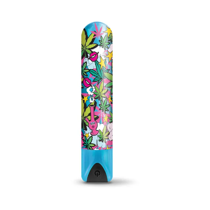 Prints Charming Buzzed Rechargeable 35 Bullet Stoner Chick Blue Global Novelties LLC Vibrators