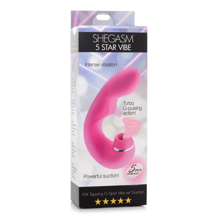 Shegasm 5 Star 10X Tapping GSpot Vibe w Suction Pink Shegasm Vibrators