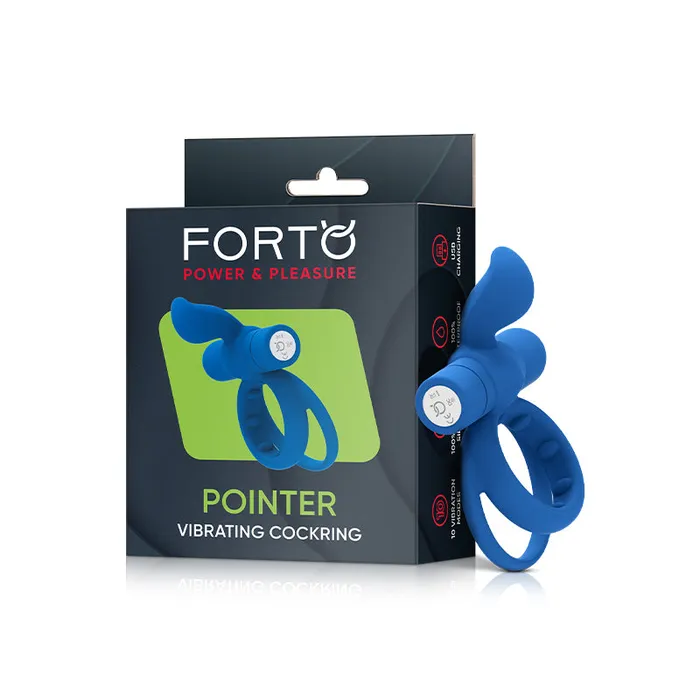 Vvole Forto Pointer Rechargeable Silicone Vibrating Dual Cockring with External Stimulator Blue Female Sex Toys Vvole Forto Pointer Rechargeable Silicone Vibrating Dual Cockring with External Stimulator Blue Female Sex Toys