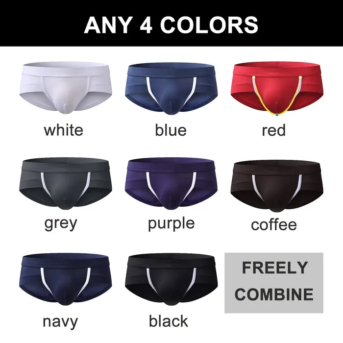 4 Pack Modal Breathable Underwear U Convex Pouch Briefs Versaley Enhancers
