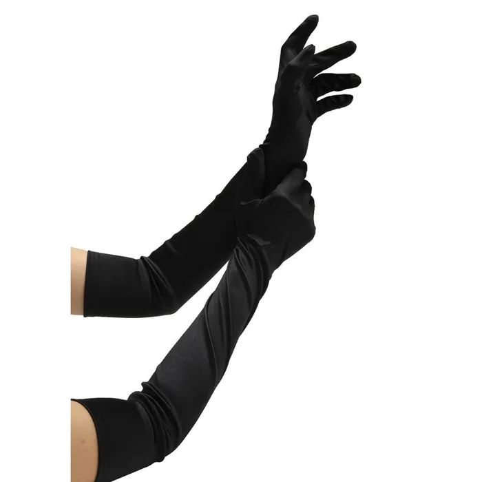 Baci Baci Satin Opera Gloves Black Anal