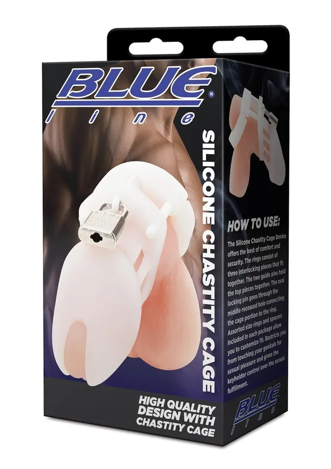 Blue Line CandB Gear Male Sex Toys Silicone Chastity Cage